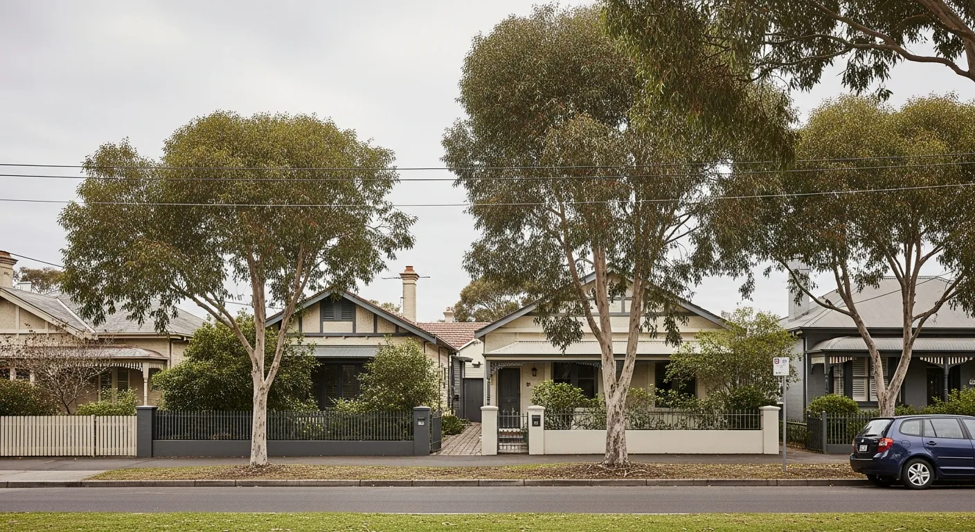 Established Melbourne street of period homes inside a heritage overlay precinct